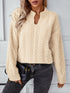 Damen Pullover V-Ausschnitt mit Zopfstrick - Langarm Strickjacke